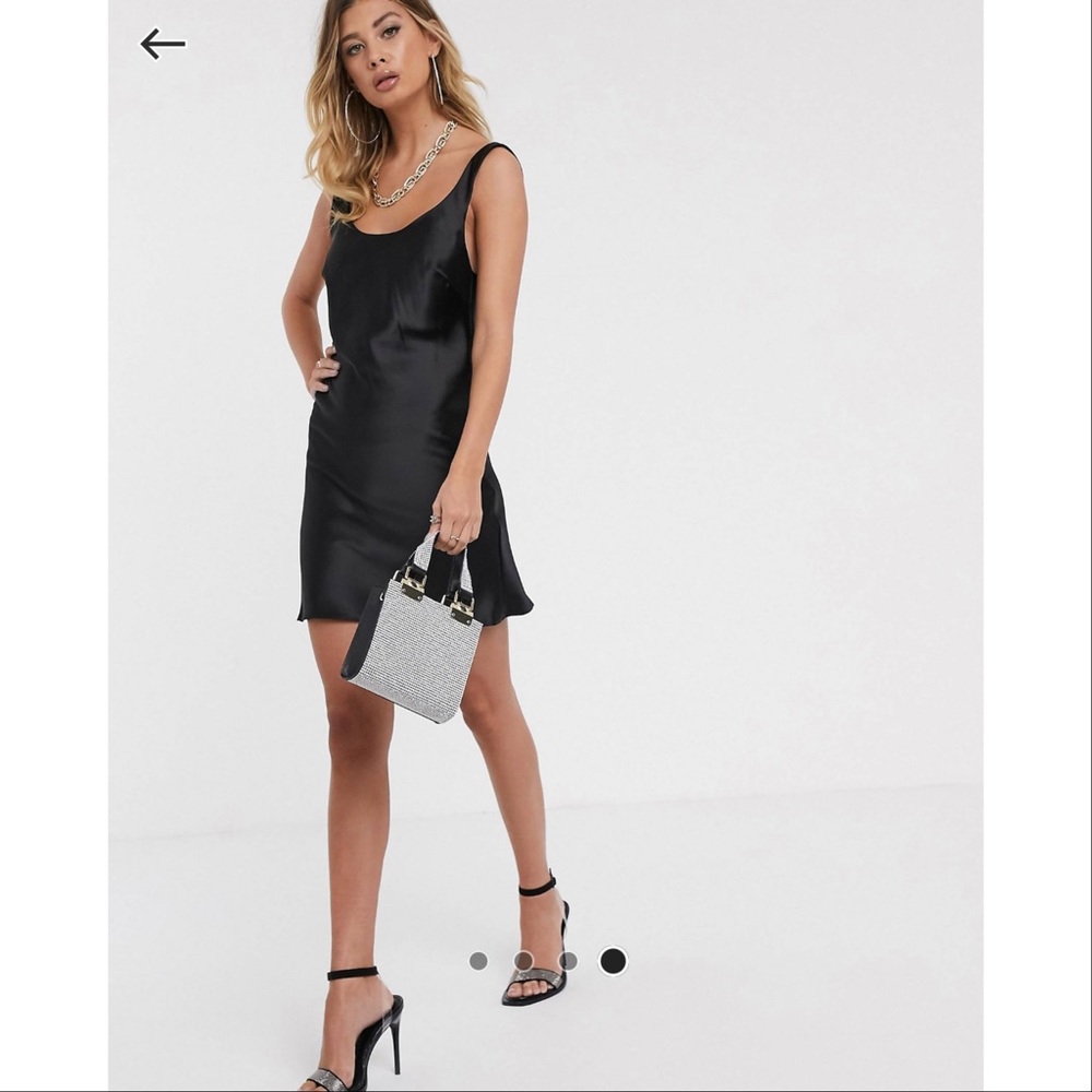 Scoop neck mini satin slip dress